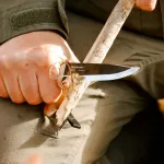 Morakniv Lok Wilderness Knife, using it to create a feather stick
